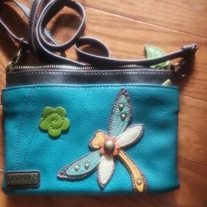 Chala Blue Crossbody Bag with Whimsical Dragonfly